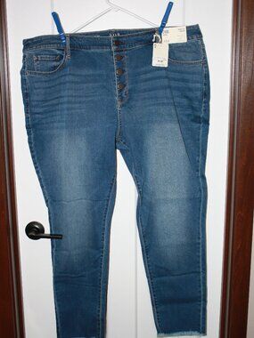 a.n.a Blue, button fly jeans size 24W NWT